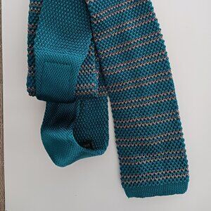 Frank & Oak Men's Necktie Square Tip Teal Green & Black Slim 2.25" X 55" Length